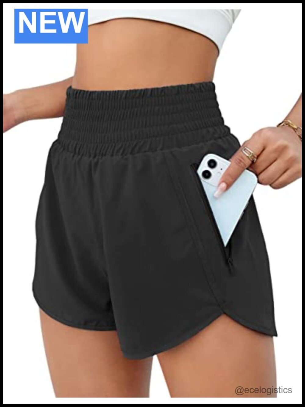Quick-Dry High Waisted Athletic Shorts with Zipper Pocket